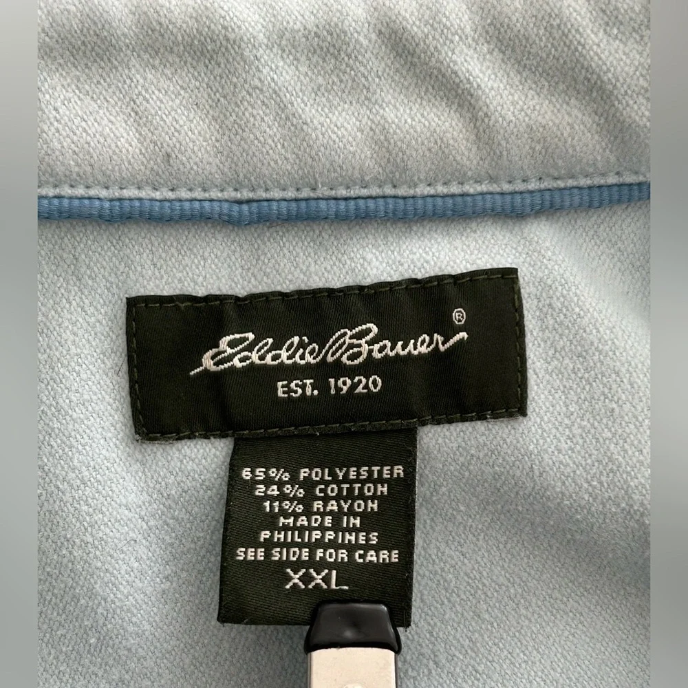 Eddie Bauer Womens Blue Flannel Button Up Shirt Sz XXL Chore Barn Farm Country - Picture 13 of 13